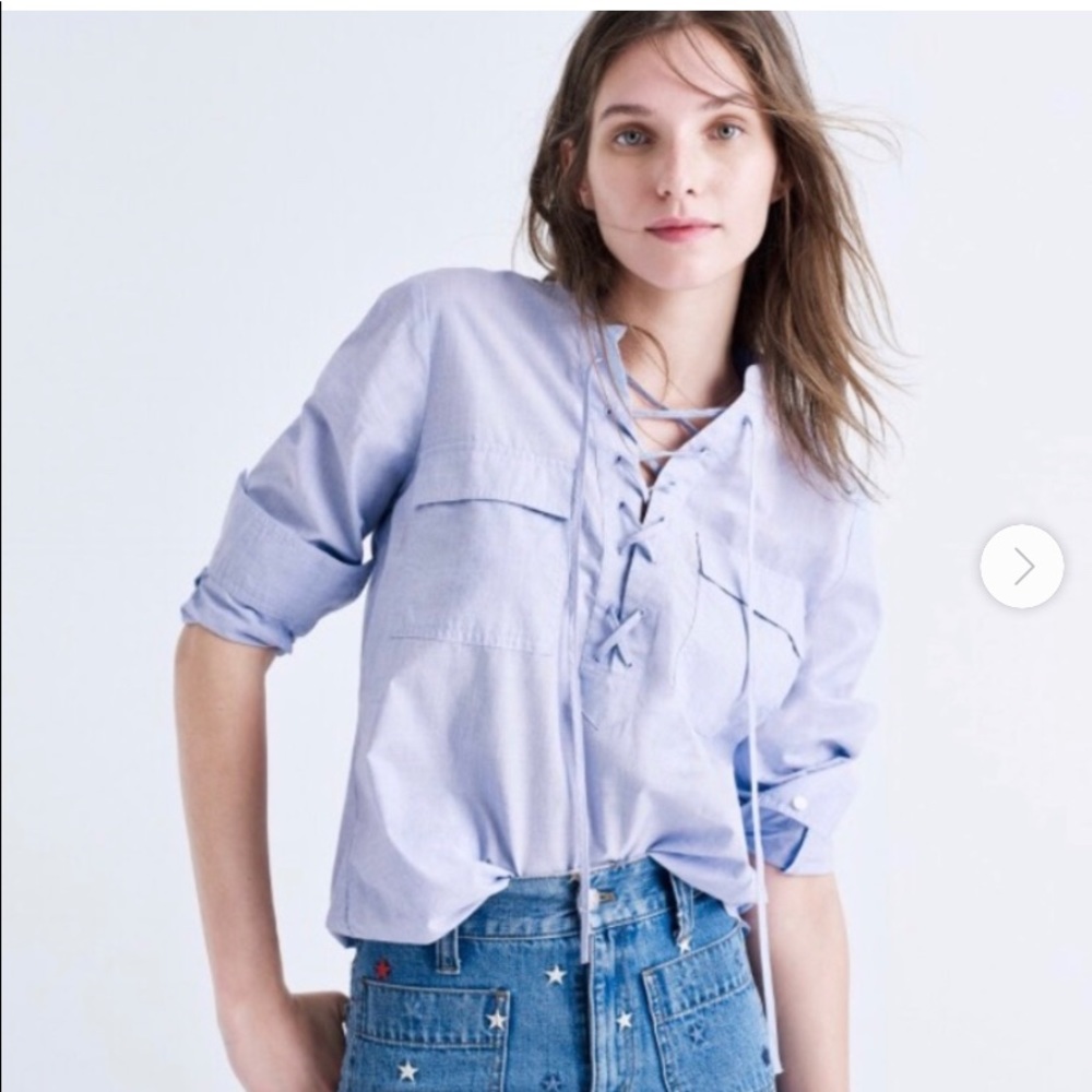 Madewell lace up blouse